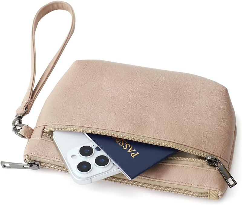 BBORGDC Small Wristlet Wallets for Women, Zip Clutch Bag with Wristlet Pouch, 3-Zipper Original Design - Image 5